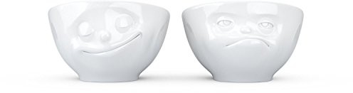 FIFTYEIGHT PRODUCTS FiftyEight Glücklich/Hmpff T015301 2-elementowy zestaw porcelanowych kieliszków do jajek 3,7 x 5,4 x 5,4 cm, kolor biały T015301