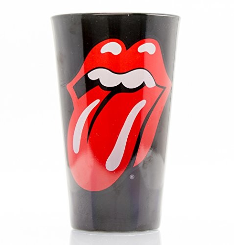 The Rolling Stones logo pint-czarne szkło, czarny, STANDARD GLB0145