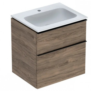GEBERIT GEBERIT 502.335.JR.1 Zestaw umywalka meblowa iCon slim z szafką pod umywalkę dwoma szufladami i zestawem odpływowo-przelewowym do umywalki 60cm orzech hickory melaminowa struktura drewna lava