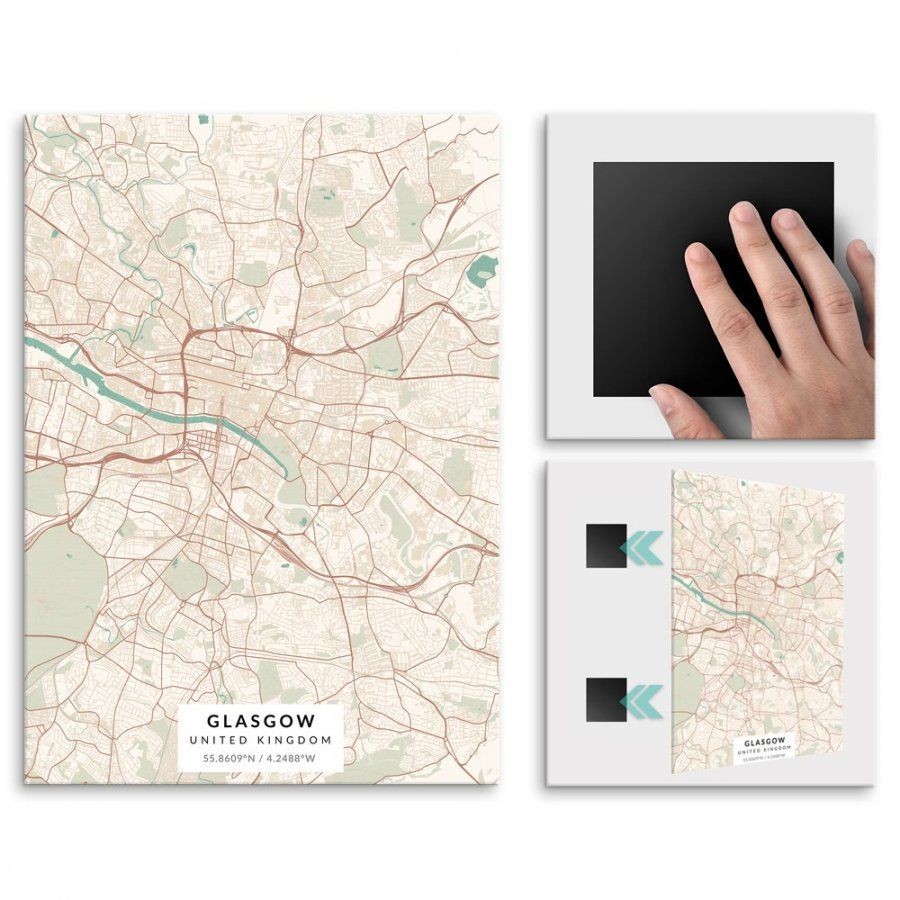 Pix4home Plakat metalowy Mapa Vintage Glasgow L POS-L-04411