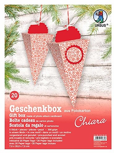 Ursus URSUS 5140020 pudełko na prezent Chiara, gwiazdka ze śniegu Czerwony, 5 sztuki 5140020
