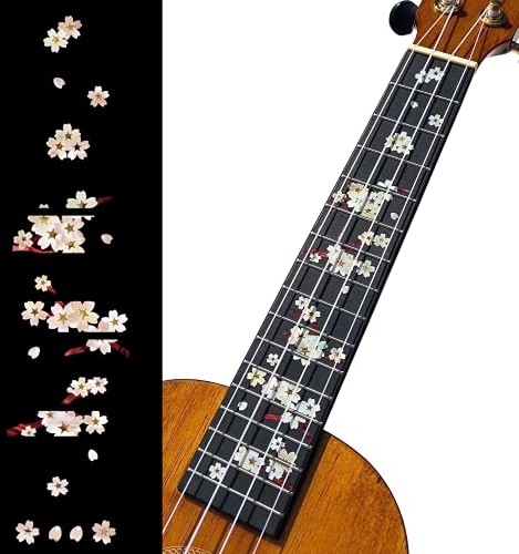 Inlaystickers Inlay Sticker Markery progowe do ukuleli sopranowych - Drzewo kwitnące wiśnie/Sakura, UKF-256SA-S UKF-256SA-S