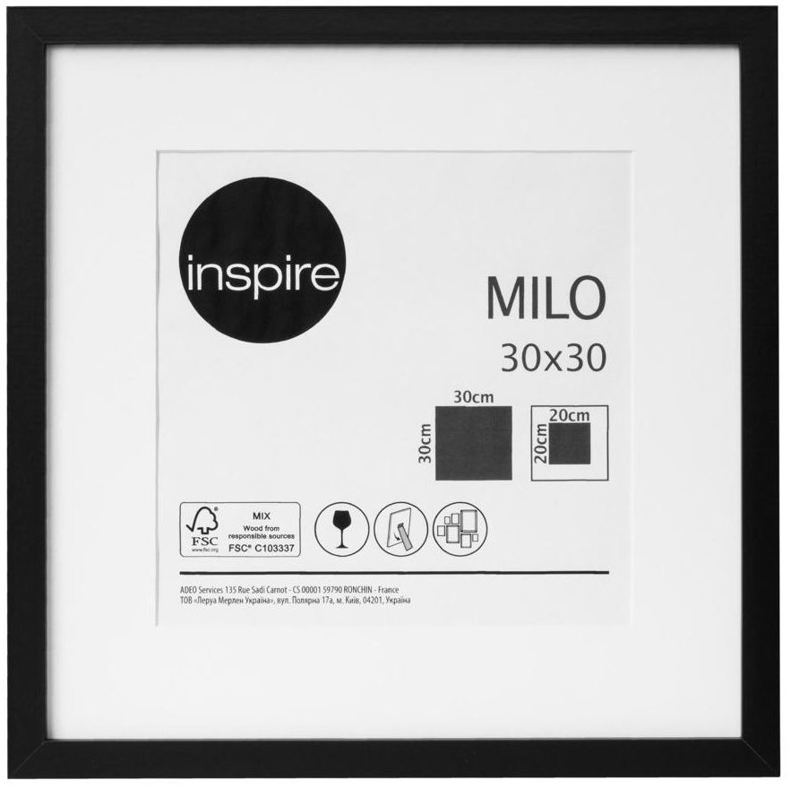 Ramka zdjęcia MILO 30 x 30 cm czarna MDF INSPIRE INSPIRE