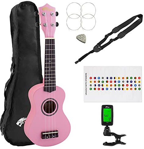 TIGER Zestaw ukulele sopranowe - opakowania dla początkujących (różowy) UKEKIT-PK