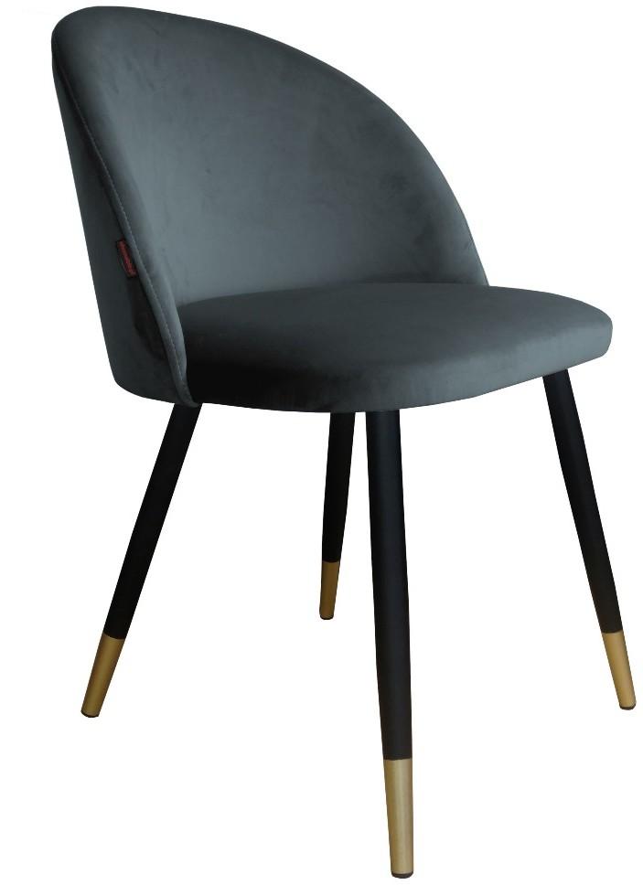 Atos Krzesło CLAUDINE 1 BL VELVET GOLD ciemno szare w stylu glamour COLINGOLD-BL14