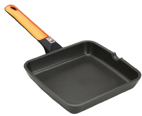 BRA Pinti odlew aluminiowy patelnia do grillowania gładki wewnątrz indukcja pomarańczowa rączka, 22 A281322