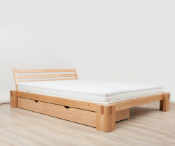 Ekodom Łóżko drewniane Bergen Rozmiar 200x200 Kolor wybarwienia Orzech Szuflada 1/2 długości łóżka
