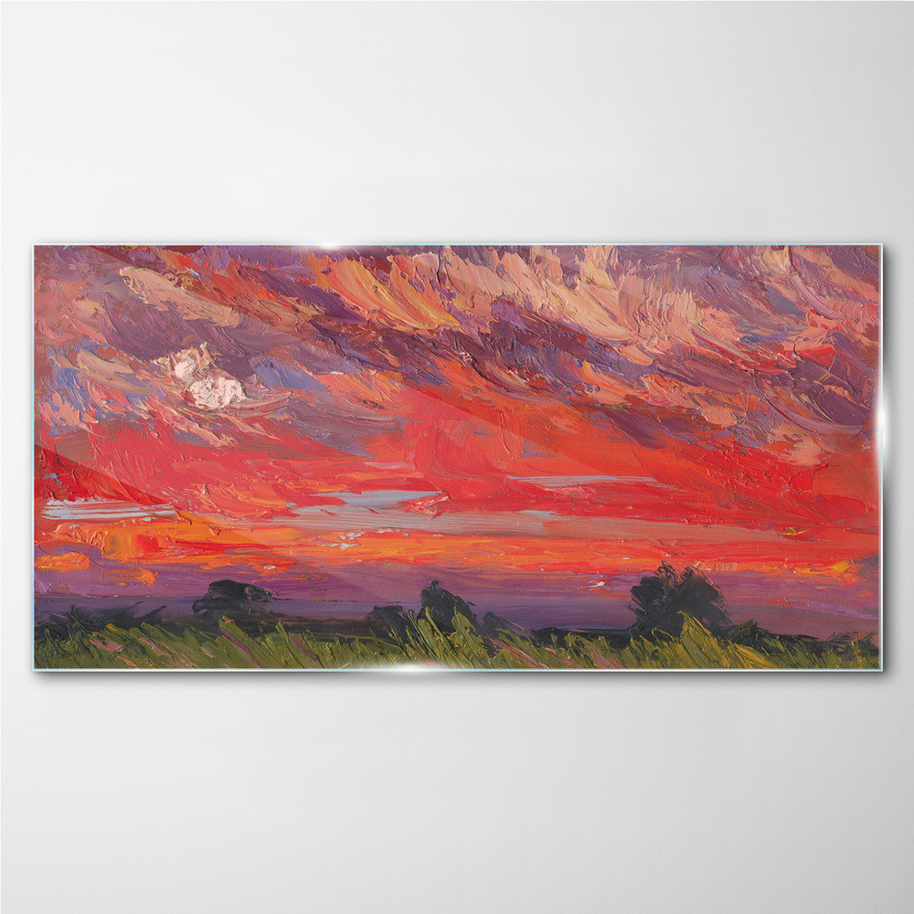 PL Coloray Obraz Szklany Abstrakcja Krajobraz Drzewa 100x50cm