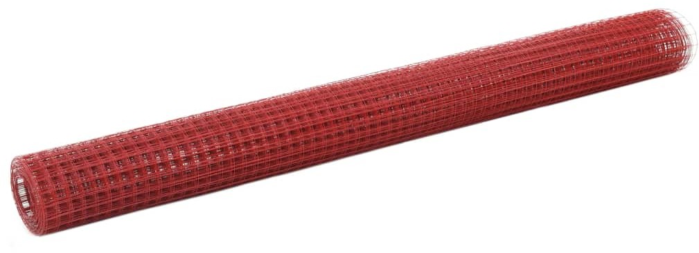 Siatka stalowa powlekana PVC, 10 x 1,5 m, kwadratowa, czerwona