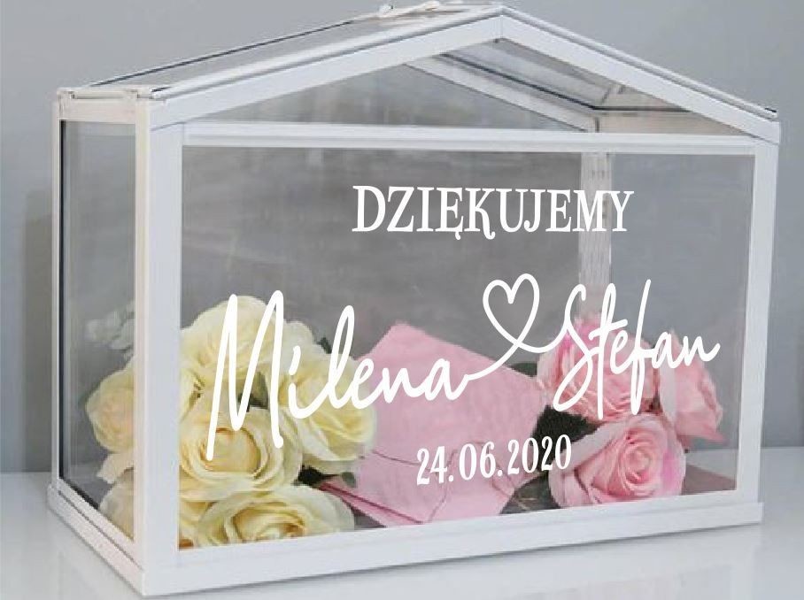 Naklejka ślubna imiona połączone sercem SL068