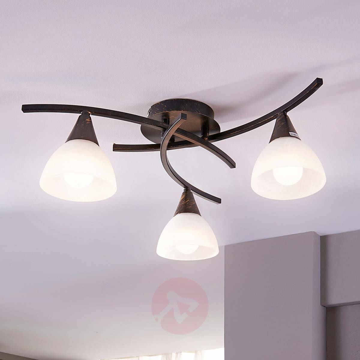 Lindby Lampa sufitowa Country czarna z 3 lampami E14 - Della
