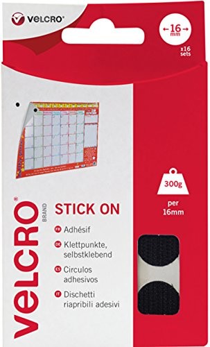 Velcro 16 Stick On część Coins () 16 MM czarna 16 punktów do naklejenia w konkurencyjnej na rzep i flausz () 16 MM Czarny EC60228