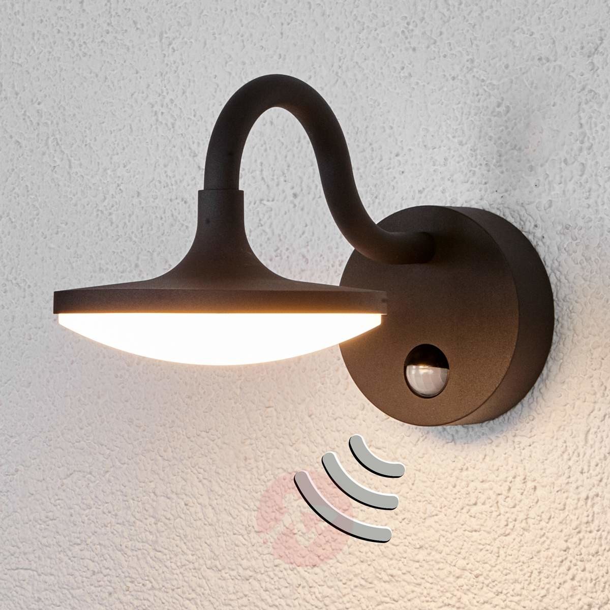 Lampenwelt Finny - lampa zewnętrzna LED z czujnikiem ruchu