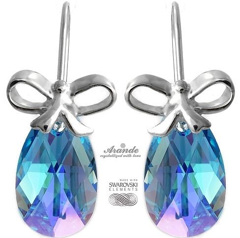 Swarovski NOWE ŚLICZNE KOLCZYKI AQUA SREBRO