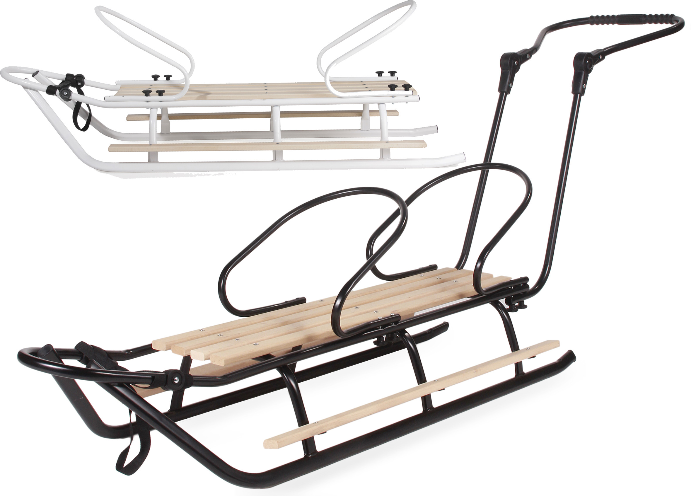 Polskie Lekkie Sanki Duo Oparcia+regulowany Pchacz