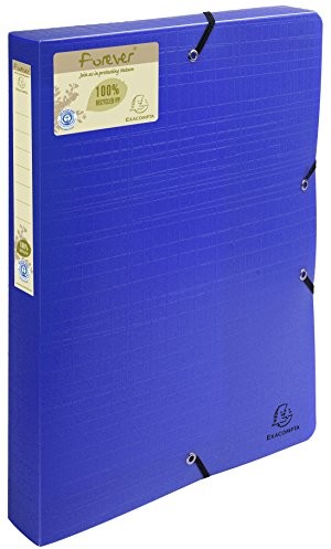 Exacompta Exacompta 553572E opakowanie (z 8 pojemnikami do archiwów z recyklingu, PP 700, grzbiet 40 mm, z etykietą, do DIN A4) 8 szt. niebieskie 553572E