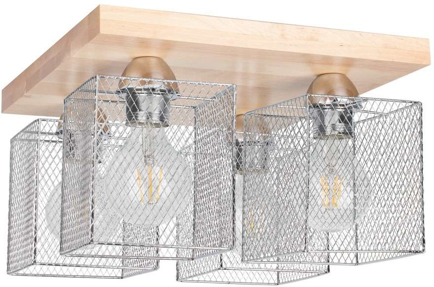 Spotlight Industrialna LAMPA sufitowa NORMAN WOOD 8175460 metalowa OPRAWA druciane klatki loftowy plafon brzoza chrom 8175460