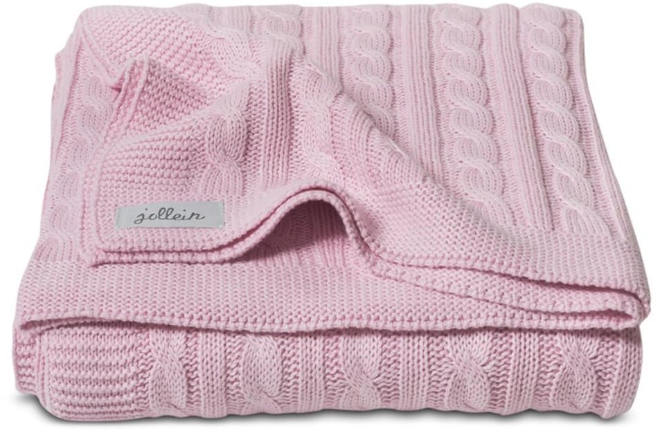 Jollein Tkany Koc dziecięcy 100x150 - Cable Jasny róż 516-522-64896