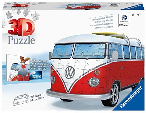 Ravensburger Puzzle 3D Volkswagen T1 - 3D puzzle dla dorosłych i dzieci od 10 lat, VW Bulli modelarstwo, budowa modeli bez kleju