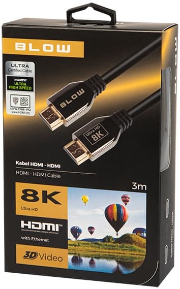 Фото - Кабель BLOW Przyłącze HDMI-HDMI 8k 3m PREMIUM 2.1V 
