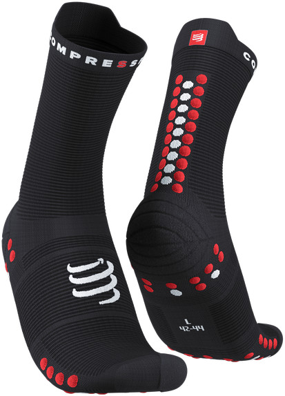 Compressport Skarpetki do biegania wysokie ProRacing Socks V4 czarno-czerwone