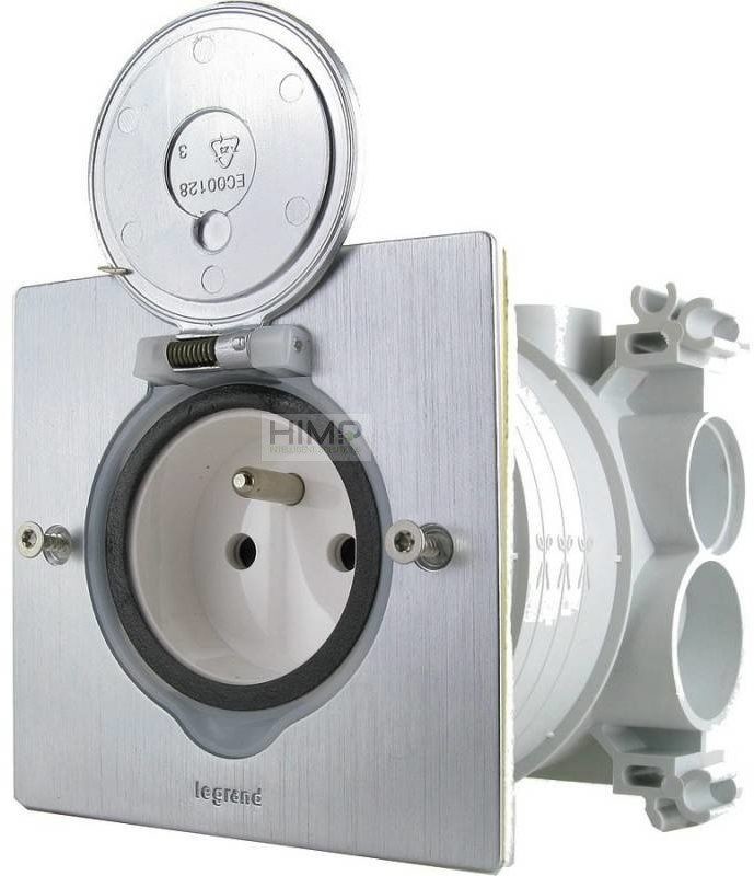 Legrand Kwadratowe gniazdo podłogowe pojedyncze z uziemieniem 2P+Z INOX 089700 089700/081988/077111