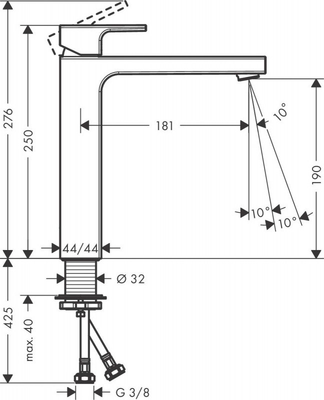 Hansgrohe Vernis Shape Bateria umywalkowa bez korka czarny mat 71591670