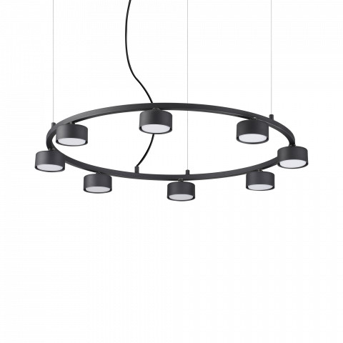 Ideal Lux Lampa wisząca Minor Round SP8 235547 minimalistyczna czarna lampa wisząca 235547