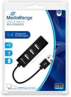MediaRange Hub USB MediaRange MRCS502 4xUSB 2.0 Black MRCS502