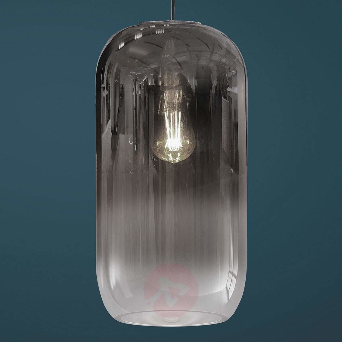 Artemide Gople szklana lampa wisząca, srebrna