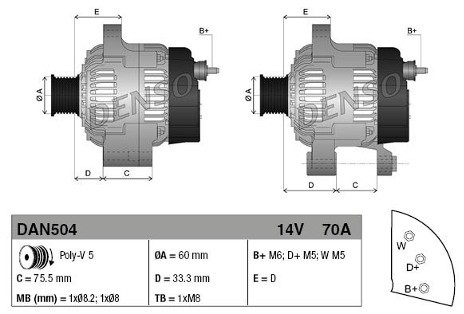 DENSO Alternator DAN504