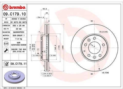 BREMBO Tarcza hamulcowa 09.C179.11