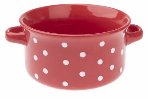 Miska ceramiczna w kropki 560 ml, czerwieni,