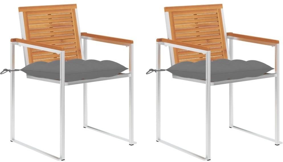 vidaXL Krzesła ogrodowe z poduszkami, 2 szt., drewno akacjowe i stal 3061504