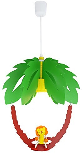 Elobra lampa sufitowa Palma z dla dzieci lew, pokój dziecięcy drewniane, zielony/brązowy, a + + 125854