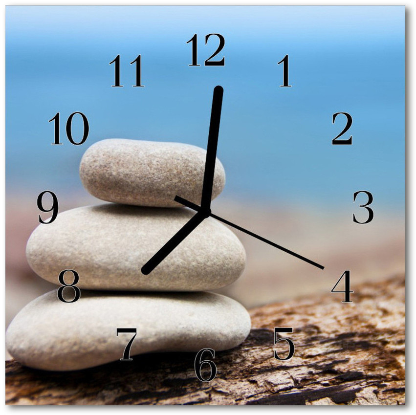 tulup pl Zegar szklany kwadratowy Kamienie 30x30cm