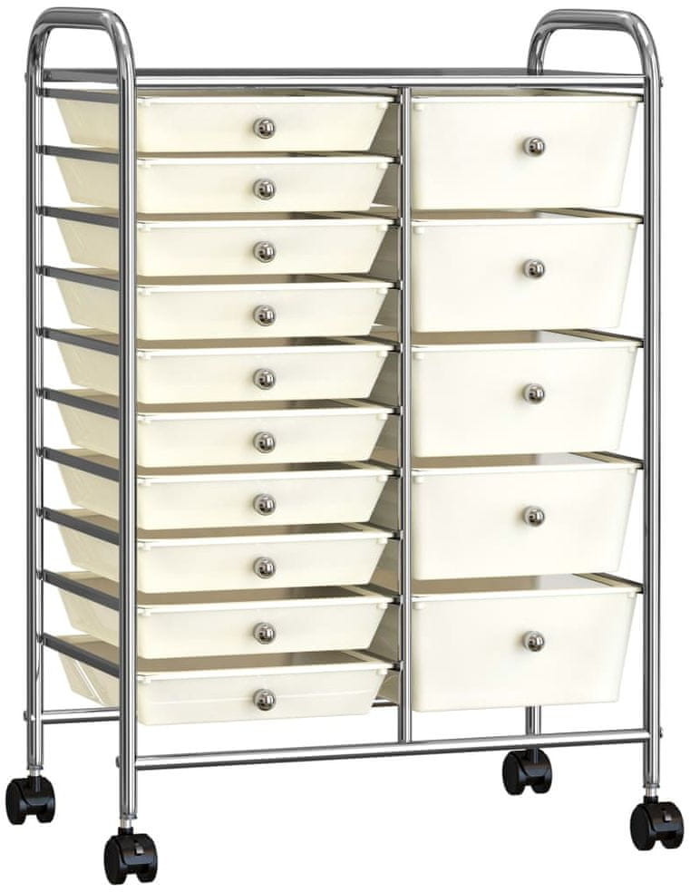 shumee Wózek XXL z 15 szufladami biały plastikowy