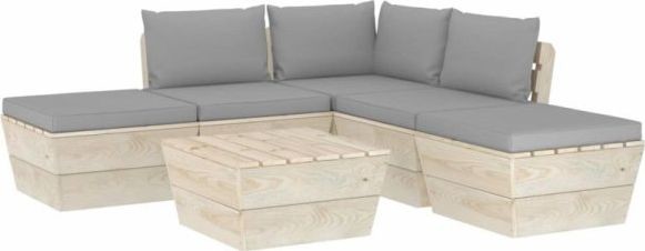 vidaXL 6-cz zestaw wypoczynkowy z palet z poduszkami świerk 3063493