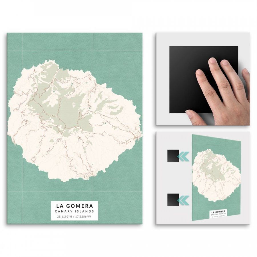 Pix4home Plakat metalowy Mapa Vintage La Gomera M POS-M-03860