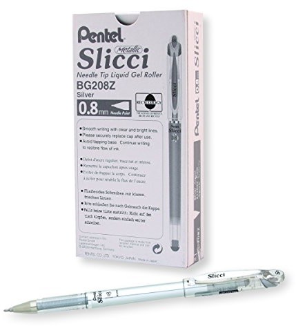 Pentel bg207 Slicci Gel Ink Roller z drutów koronka, 0.35 MM, srebro BG208-Z