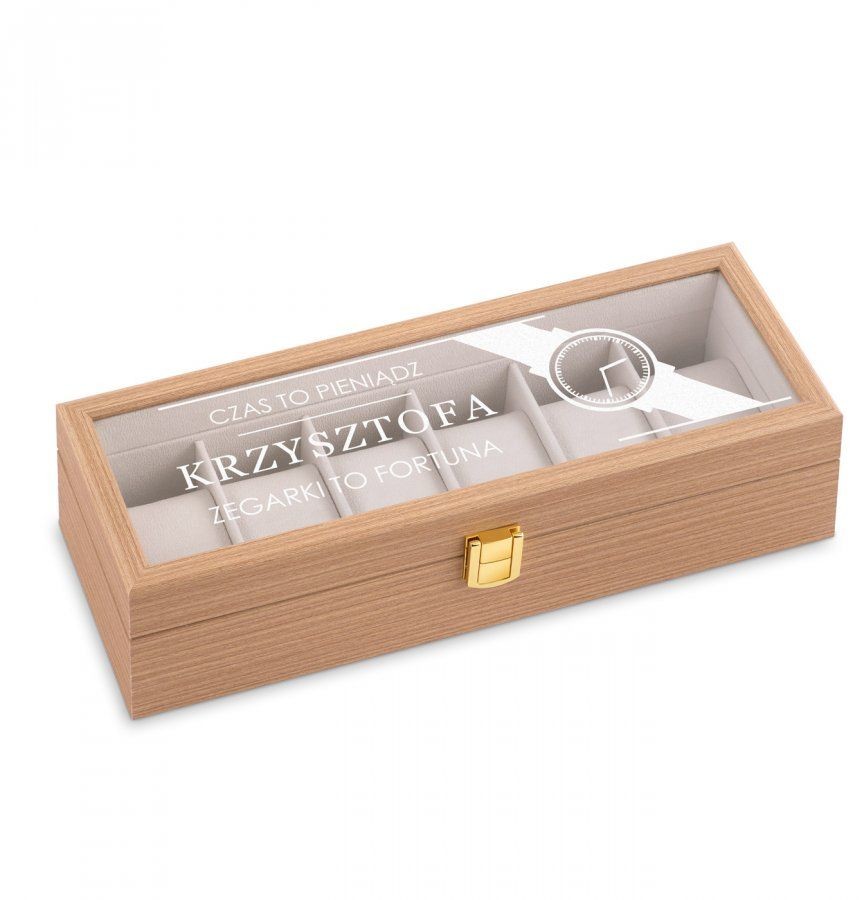 Murrano Szkatułka drewniana prostokątna na 6 zegarków z grawerem dla niego SZKT-JD6-040