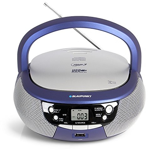 Blaupunkt B 4 BL Boombox z radiem PLL/odtwarzacz CD/MP3/USB (erp2, wyświetlacz LCD, podświetlenie) Niebieski B 4 PLL BL