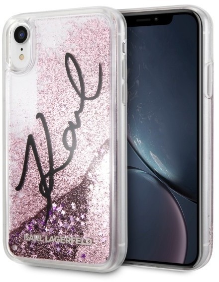 Karl Lagerfeld Etui Hardcase iPhone 7/8 różowe Signature Liquid Glitter Sequins (AOKLATFKF000174)