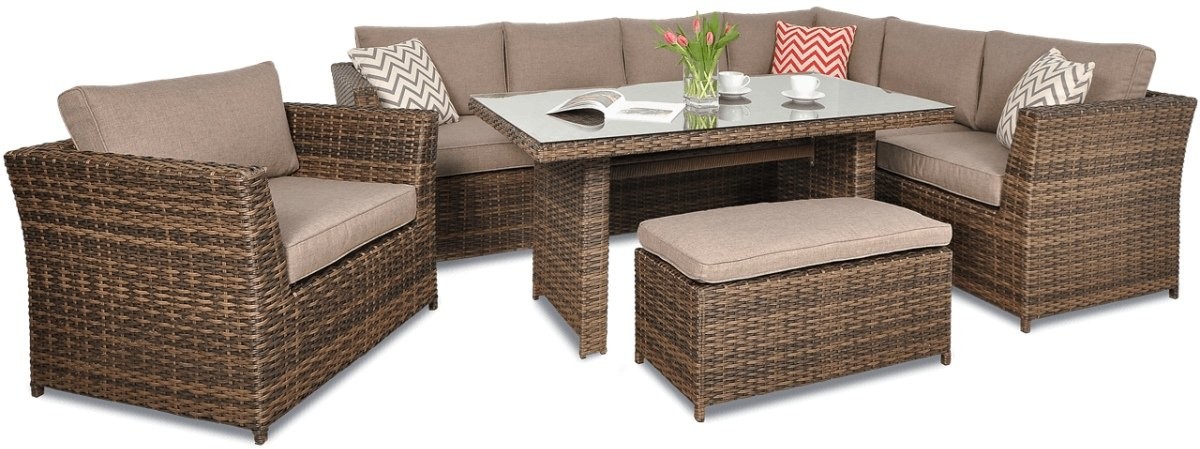 FocusGarden Narożnik ogrodowy Moniz Dinning Plus, brązowy