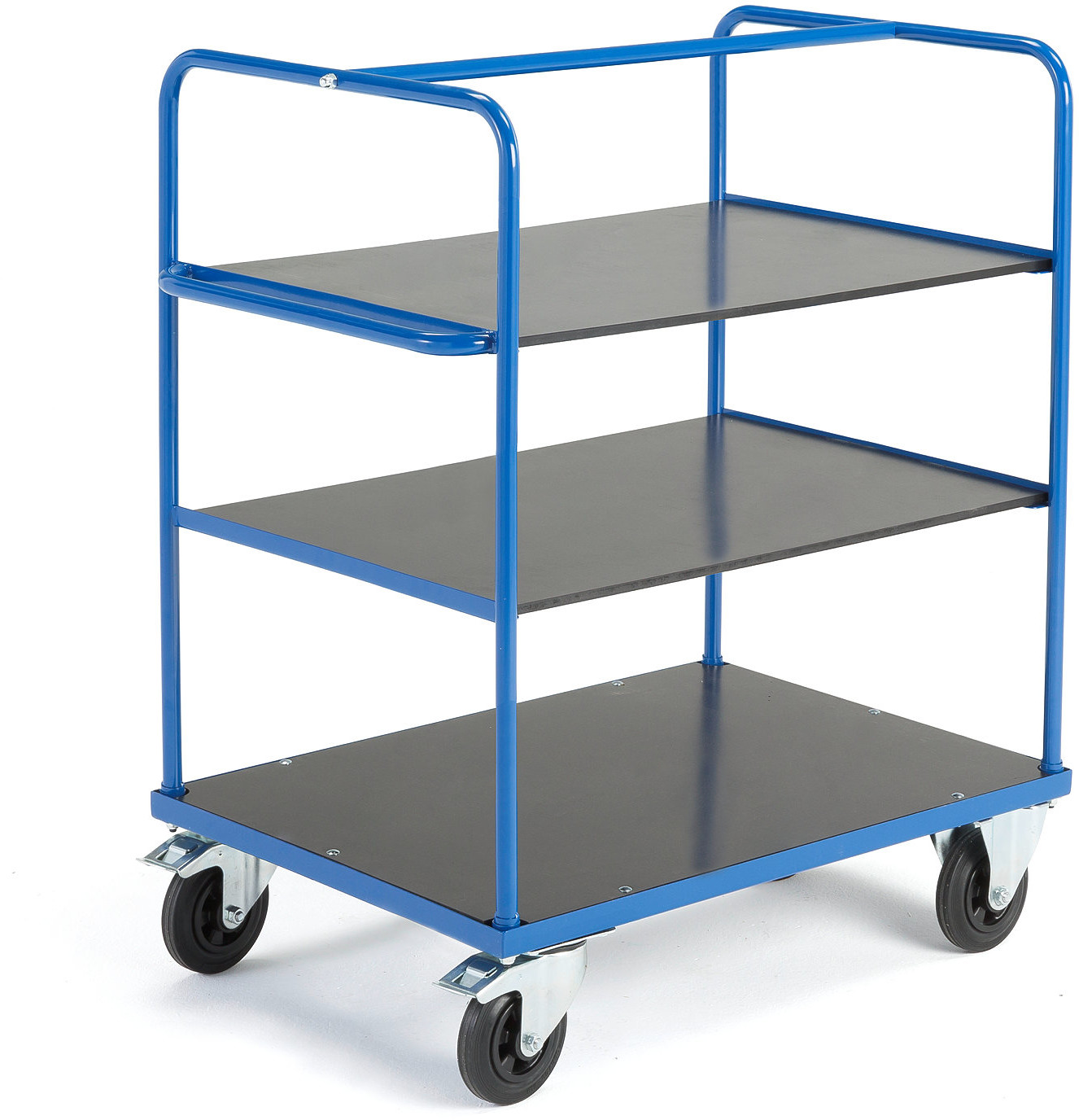 AJ Produkty Wózek platformowy TRANSFER, 3 półki, 1000x700x1180 mm, gumowe koła, z hamulcem