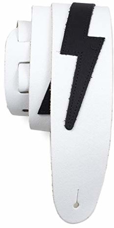 Perri's Leathers Perri's Leathers BLB-1252 112,5 cm do 130 cm regulowana długość, 6,5 cm szerokości, paski pasują do gitar akustycznych, basowych i elektrycznych, białe z czarną śrubą błyskawiczną BLB-1252