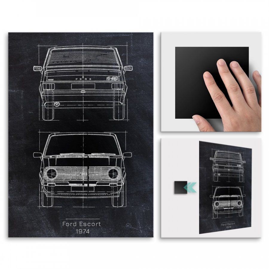 Pix4home Plakat metalowy Ford Escort Projekt Blackboard L POS-L-02445