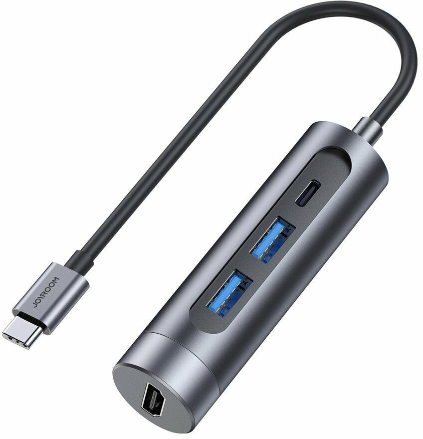 Joyroom Joyroom wielofunkcyjny HUB 4w1 USB Typ C 100 W / HDMI 4K 30 Hz / 2 x USB 3.0 szary (S-H113)