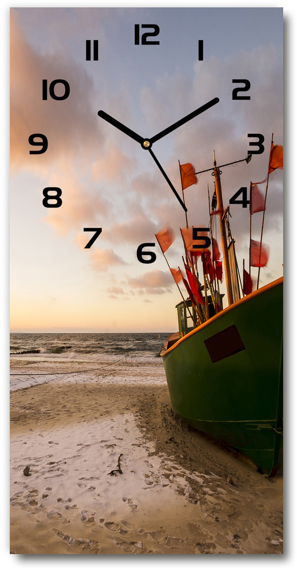 Zegar szklany ścienny Kuter rybacki