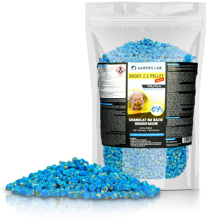 KOLLANT Mumifikująca trutka na szczury z brodifakum Brody 2.5 Pellet. Granulat na myszy, szczury 3kg.